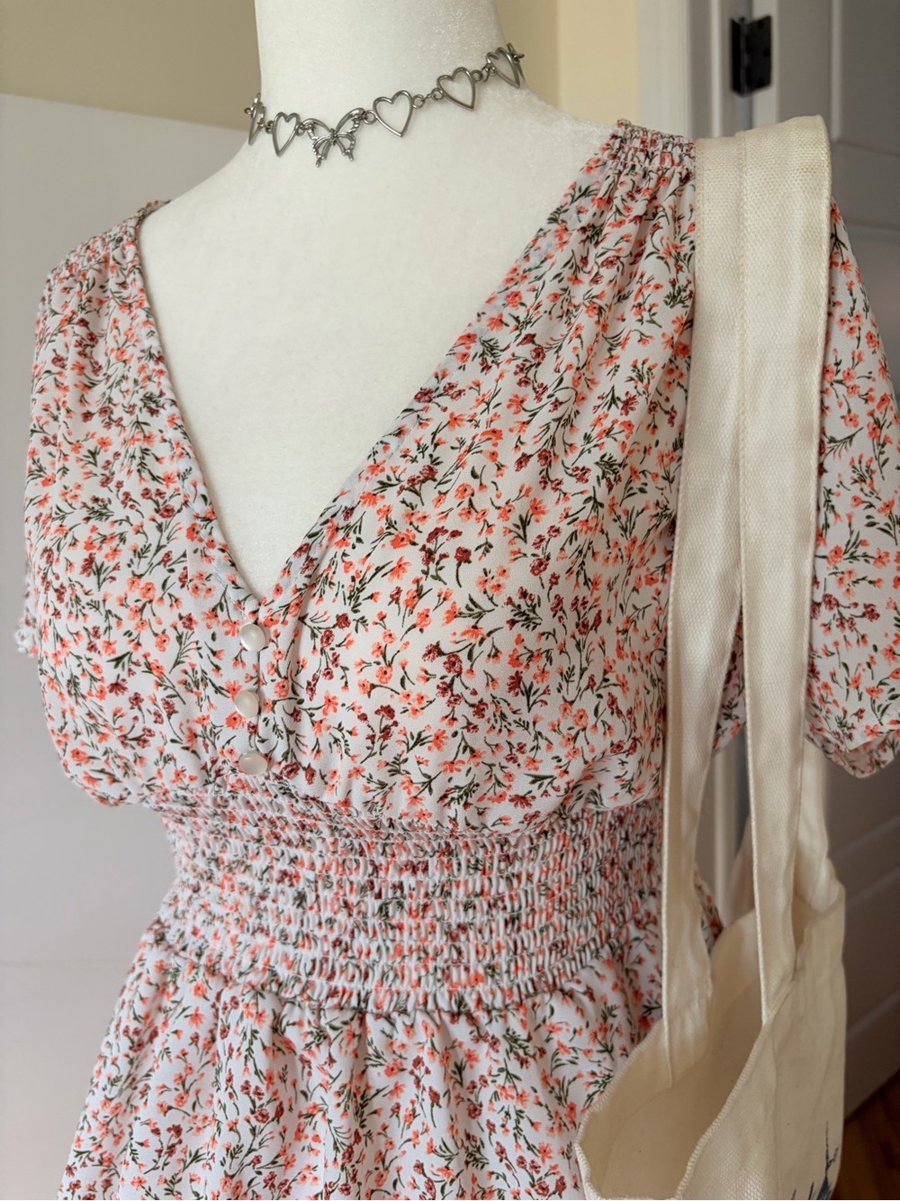 🍀 2/$10: Floral Smocked Waist V-Neck Top - Picture 2 of 4